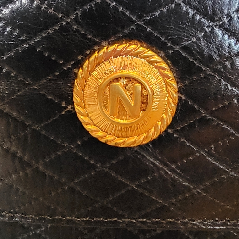 NWT Vintage Albert Nipon Black Patent Leather Quilted Bag - Picture 2 of 11